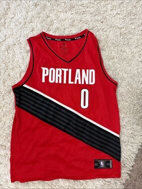 Fanatics Red Portland Basketball Jersey with Black Stripe